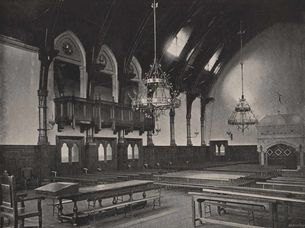 Merchant Taylors' School. The Great Hall. London. Education 1896 old print
